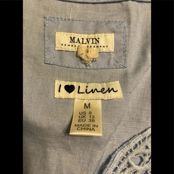 Malvin Light Blue Tunic/Mini Dress Linen - Picture 6 of 9